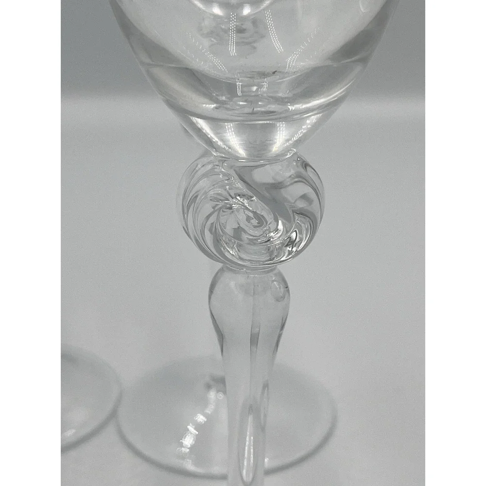 Vintage IVV Italy Grappa Glass Hand Blown Rosette‎ Twist Tear SET of 6 Liqeuer